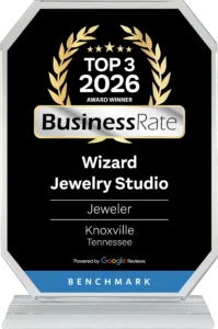 BusinessRate Top 3 Award Winner 2026 — Wizard Jewelry Studio, Jeweler, Knoxville, Tennessee. Powered by Google Reviews